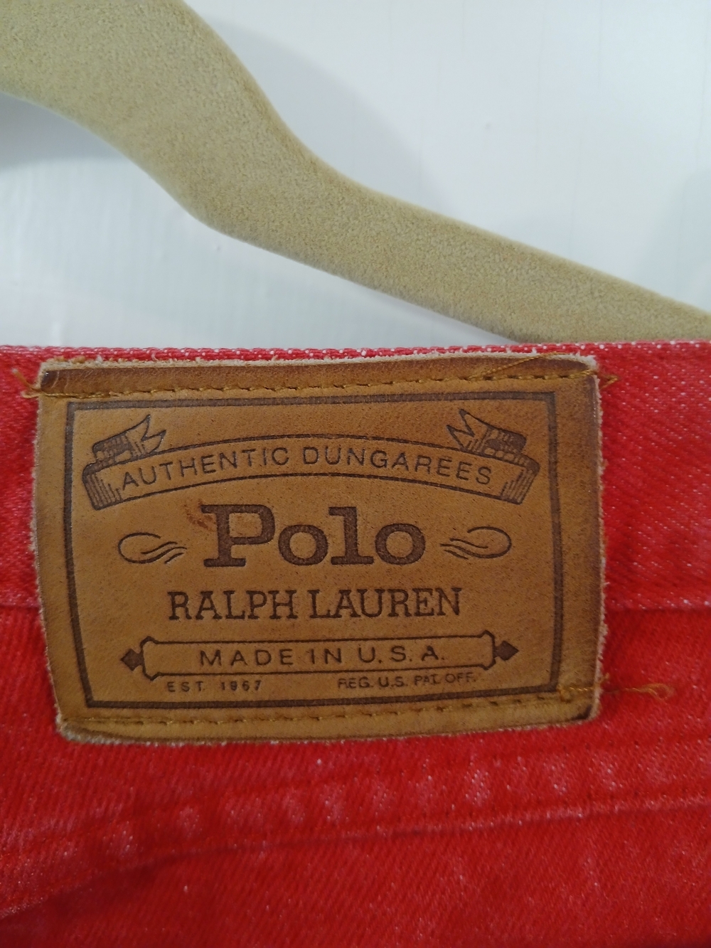 Vintage 90s Polo Ralph Lauren Authentic Dungarees Red Jeans Made in USA W 10